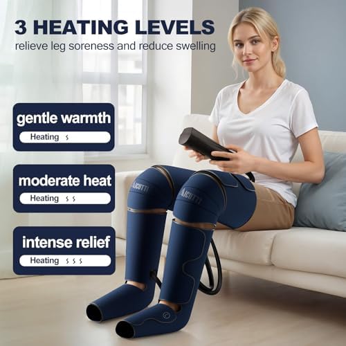 AICUTTI Air Compression Leg Massager with Heat for Foot, Calf, Knee & Thigh - Gifts for Christmas, Mother's Day, Father's Day - Leg Massage Boots for Women & Men - Relieves Muscle Tension and Pain