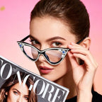 ICARA Sparkling Crystal Retro Cat Eye Frame Bling Rhinestone Reading Glasses for Women Blue Light Blocking Computer Eyeglass