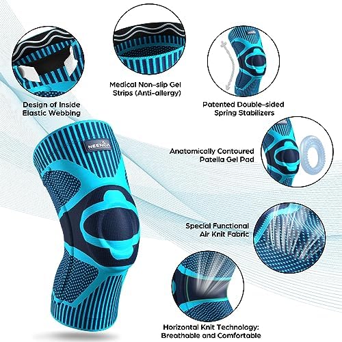 NEENCA Knee Brace for Knee Pain Relief, Medical Knee Support with Patella Pad & Side Stabilizers, Compression Knee Sleeve for Meniscus Tear, ACL, Arthritis, Joint Pain, Runner, Sport- FSA/HSA APPROVED