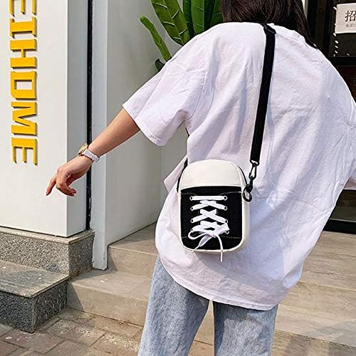 U Scinan Mini Lace-up Crossbody Purse Shoes Pattern Canvas Shoulder Bag Adjustable Casual Wallet Handbag