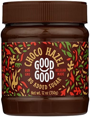 Good Good Belgian Chocolate Hazel Spread, No Added Sugar, Gluten Free, Vegetarian Friendly, 12 Ounce (Pack of 6)