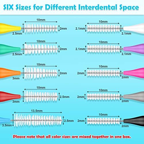 Modacraft 120Pcs Interdental Brush 6 Sizes Braces Brush Toothpicks with Soft Bristles 360° Bendable Floss Heads Dental Brushes Between Teeth Gum Braces Cleaning Kit Oral Tooth Cleaning Tool