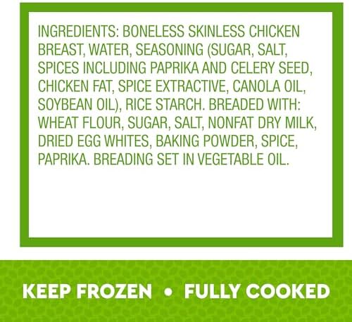 Just Bare Lightly Breaded Chicken Breast Strips | Fully Cooked | 16G Protein |Frozen | 1.50 LB