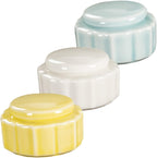 Beaupretty 3pcs Ceramic Lip Balm Jars Mini Cosmetic Containers Lids for Creams Travel Makeup Storage Refillable Face Cream Ointments Vintage Style Compact Design