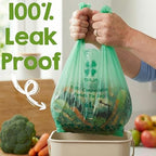 1.6 Gallon Tie Handles Compost Trash Bags 120 Food Scrap Bags, Compostable Kitchen Waste Bags with Europe EN13432 & ASTM D6400 Certified