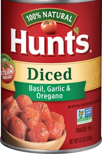 Hunt's Diced Tomatoes with Basil, Garlic & Oregano, Keto Friendly, 14.5 oz (Pack of 6)