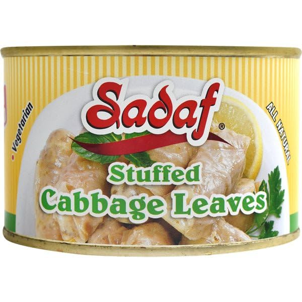 Sadaf Stuffed Cabbage Leaves - Dolmeh - Cabbage Leaves for Cooking - Vegetarian Snack - Middle Eastern Cuisine - Kosher - 14 Oz Can