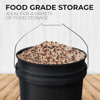 5-Gallon Black Bucket Pail with Gamma Seal Screw on Airtight Lid, Metal Handles with Plastic Grip for Easy Carrying, Easy Stack and Store, Heavy-Duty 90MIL Extra Durable, Food Grade, BPA Free - 2 Pack