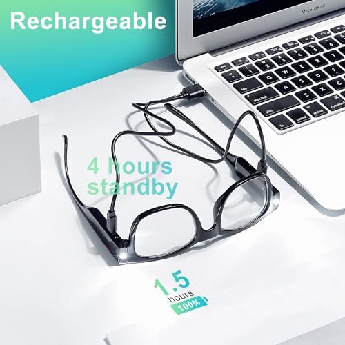 SKYWAY Reading Glasses Lighted Rechargeable Bright LED Readers with Lights Eyewear Clear Vision Unisex
