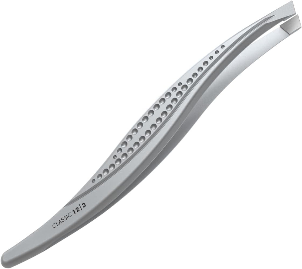STALEKS CLASSIC 12 Type 3 Eyebrow Tweezers – Wide Beveled Stainless Steel with Ergonomic Notches for Thick Brows & Comfortable Home Use