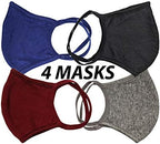 Universal Cloth Face Masks – Reusable Dust & Allergy Masks – 100% Cotton, 2 Layer, Washable, for Teens & Adults – Protects from Dust, Pollen, Pet Dander & More (Basics, Medium- Pack of 4)