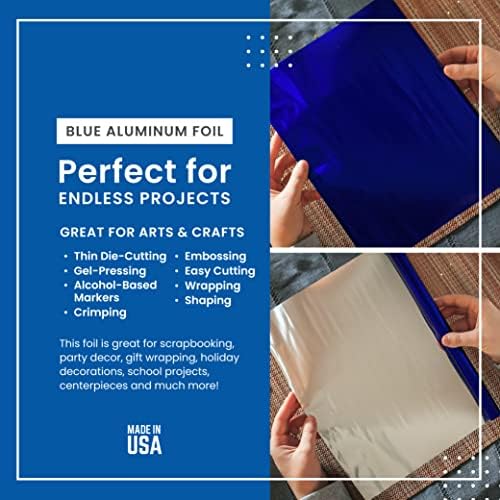 K&S Precision Metals Aluminum Crafting Foil, Two-Sided Blue/Silver, 6035 – 0.004" Thick (36 Ga) x 12" Wide x 24" Long (1 Roll) – DIY Crafts, Repairs, Home Décor, Made in USA