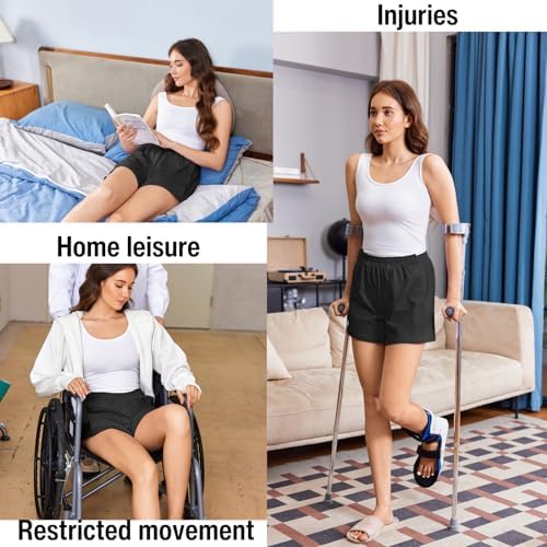 Deyeek Women's Tear Away Shorts Side Split Open Cotton Leg Breakaway Post Surgery Recovery Bottoms