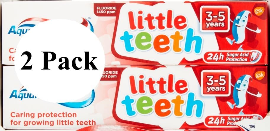 AquafreshToothpaste Little Teeth ~ Piccoli Denti Dentifricio ~ Kids Toothpaste 1-5 Years, Italian Import, 50 ml ~1.7 Oz. (Pack of 2)