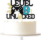 Level 9th Unlocked Cake Topper, Boy Girl 9th Birthday Party Cake Topper, for Video Game Controller Themed/Unlocked Level Up Birthday Party Decoration Supplies (9)