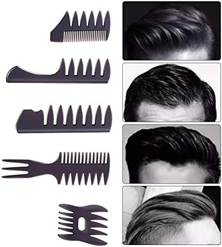 Styling Hair Comb Set Salon Barber Hairstylist Comb 5 Pack Professional Hair Brush Retro Hairdressing Hair Care Style Accessory Double-sided for Men Boy Gentleman