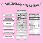 Koko & Karma - Collagen Coconut Water with Acai - Marine Collagen Peptides with No Preservatives and No Added Sugar - 12 Pack - 16.9 Ounce Cans