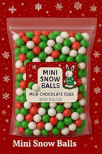 Cadbr CHRISTMAS Chocolate Candy, 2 lb Coated Sugar Shell Milk Chocolate Candies, Snowballs Candy Red White Green