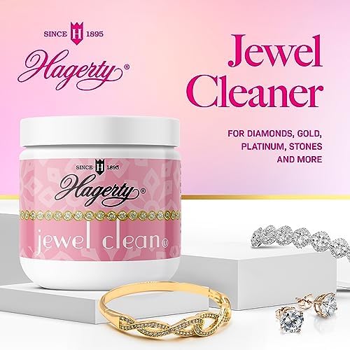 Hagerty Jewelry Cleaner - Professional Jewelry Cleaning for Diamonds, Gold, Platinum, Precious Stones and More - Kosher Certified Jewelry Cleaning Kit Includes Dipping Basket and Brush, 7 Oz.