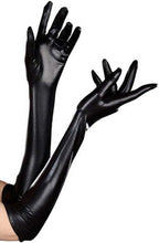 Luwint Women Sexy Wet Look Black Long Gloves for Costume Cosplay Photoshoot