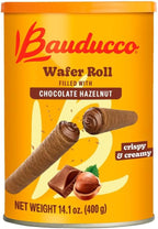 Bauducco Wafer Rolls, Crispy Chocolate Wafer Rolls Filled with Creamy Hazelnut, 14.1 oz (Pack of 1)