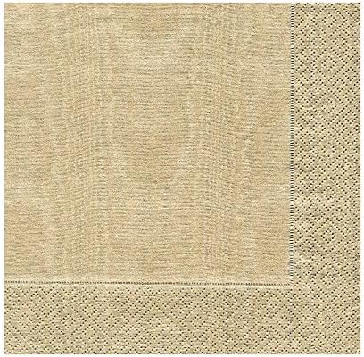 Entertaining with Caspari Luncheon Napkin, Moire Gold, 20-Pack