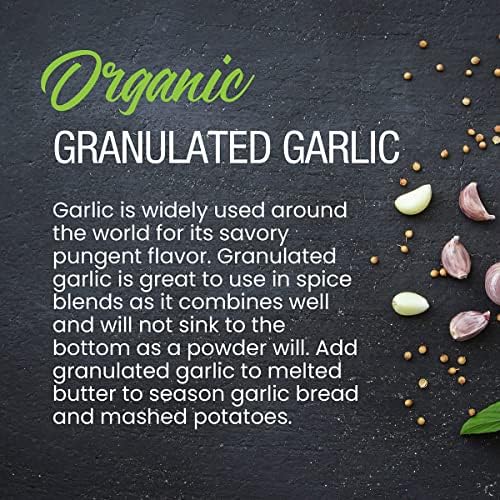 The Spice Lab Organic Garlic Powder Granulated - Gluten Free Dried Garlic Organic - 2.6 oz French Jar - Non GMO & Kosher Organic Garlic Granules for Stir Fry Vegetables, Pasta Sauce & Garlic Toast