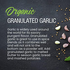 The Spice Lab Organic Garlic Powder Granulated - Gluten Free Dried Garlic Organic - 2.6 oz French Jar - Non GMO & Kosher Organic Garlic Granules for Stir Fry Vegetables, Pasta Sauce & Garlic Toast