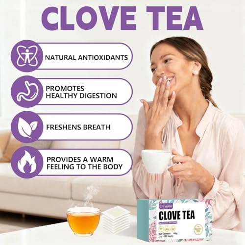 Clove Tea Bags–120 Teabags (2g/Bag), Made from 100% Natural Clove Flower Buds | Supports Digestion & Antioxidant Wellness | Caffeine-Free | Sugar-Free | Gluten-Free | Vegan | Eco-Friendly Tea Bags
