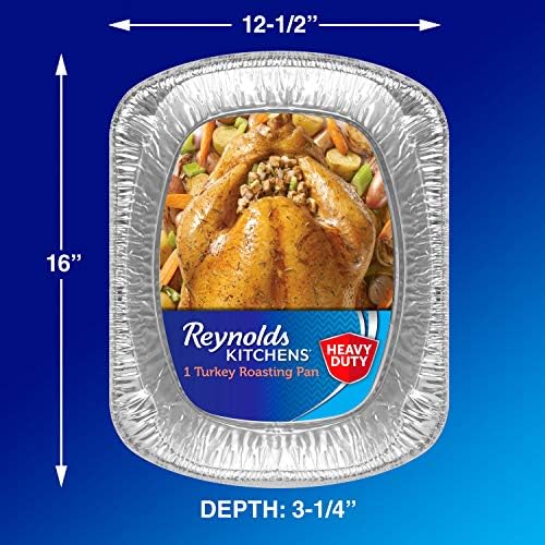 Reynolds Kitchens Turkey Size Roaster Pan, Holds Up to 30lbs, 1 Count (Pack of 2)