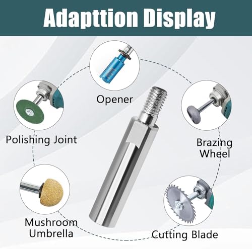M10 Angle Grinder Extension Connecting Rod Shaft, 3/8" M10 Thread Polishing Machine Adapter Lever with Attachmentsfor 100 Type Angle Grinder/Polisher(2Pcs)
