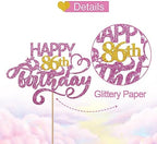 Pink Glitter Happy 86th Birthday Cake Topper, Eighty Six Years Old Birthday Party Cake Decor, Gold Number 86 Birthday Party Supplies Decorations for Man or Woman