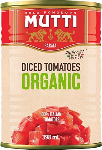 Mutti Organic Diced Tomatoes (Polpa Pezzi), 14 oz. | 6 Pack | Italy’s #1 Brand of Tomatoes | Fresh Taste for Cooking | Canned Tomatoes | Vegan Friendly & Gluten Free | No Additives or Preservatives