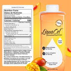 LiquaCel Concentrated Liquid Protein, Peach Mango Flavor, Ready-to-Drink, 16g Hydrolyzed Collagen Protein and 2.5g Arginine Per 1oz Serving, Sugar & Gluten Free, 32 fl oz Bottle