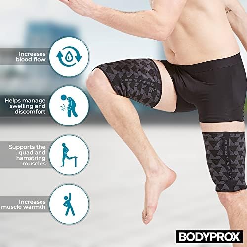 BODYPROX Thigh Compression Sleeve(1 Pair), Hamstring Compression Sleeve for Men and Women