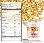 Dazzjoy Edible Gold Star Sprinkles, Star Sugar Sprinkles for Cake Decorating, Food Grade, Cupcake Toppers, Gold Cake Decorations, Birthday Party Supplies