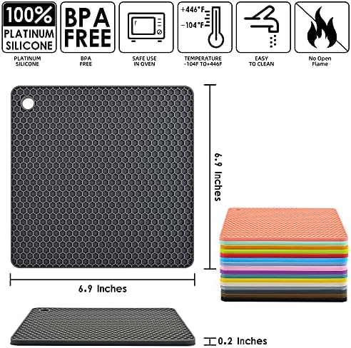Smithcraft Yellow Silicone Trivets Mats Hot Pads for Cooking, Dish, Pan and Pot, Heat Resistant Trivet Mats for Counter Top,Workshop,Coffee or Placemats 4 Pack,Size:7.5x7.5 Inch,Shape:Square