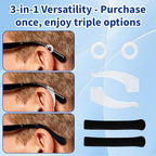 24 PCS(12 Pairs) Glasses Ear Cushion and Grips Set, Include 4 Soft Skin-Friendly Temple Sleeves, 4 Silicone Ear Hooks, 4 Round Invisible Anti-slip Holders for Sports Sunglasses Reading Glasses