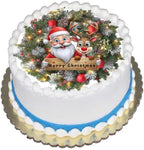 Santa Wreath Christmas Edible Cake Image -Festive Holiday Topper – Easy to Use