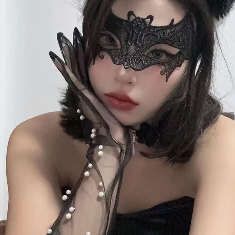 Halloween Costume Eye Mask See Through Blindfold Cosplay Eye Mask for Festival Lace Masks for Women Covering Eyes