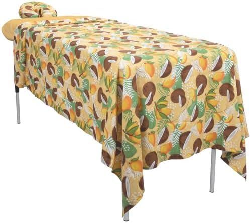 ForPro Premium Designer Microfiber 3-Piece Massage Sheet Set, Coco Mango, Ultra-Light, Stain and Wrinkle-Resistant, Includes Flat and Fitted Sheets and Face Rest Cover