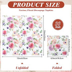 NatNarr 30 Pack Decoupage Napkins, 30 Styles Floral Paper Napkins Chinoiserie Decorative Decoupage Napkin Printed Cocktail Paper for Mother's Day DIY Crafting Spring Party 13 * 13 Inch