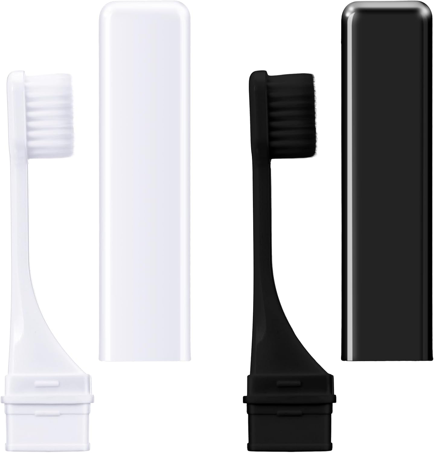 Patelai 2 Pieces Travel Toothbrush Set, Travel Size Toiletries, Soft Bristle Mini Foldable Tooth Brush with Case, Individually Wrapped Small Portable Toothbrush for Camping Home (Black and White)