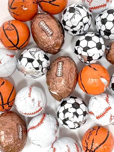 Sports Chocolates, Sports Balls Candies Individually Wrapped Milk Chocolate Balls 1 Pound (Sports Variety)(About 85 Pieces)