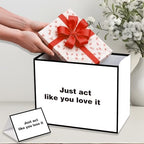 Anyangzhao White Funny Gift Bag, Large Just Act Like You Love It Gag Gift Bag with Card and Tissue Paper, Snarky Funny Birthday Party Decorations for Men, Women, Best Friends, Offices, Coworkers