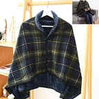 DKULMN Wheelchair Blanket, Wheelchair Poncho Warm Fleece Blanket,Fleece Wearable Blanket, Plaid Lap Blanket Comfy Poncho Throw for Women Lady Winter Use,B