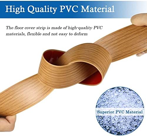 Floor Transition Strip Self Adhesive Floor Cover Strips Laminate 3" Wide Vinyl Flat Divider Transitions Elegant Wood Grain Design (7.6cm, 3.3Ft, Light Brown)