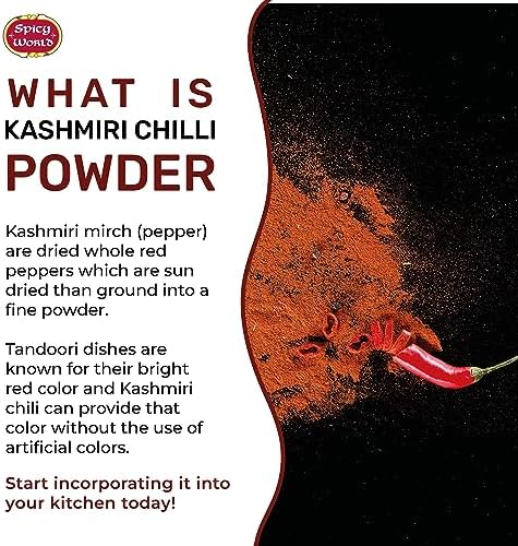 Spicy World Kashmiri Chili Powder Red 7 Ounce Resealable bag | All Natural Low Heat, Chili Powder - Red Pepper Powder