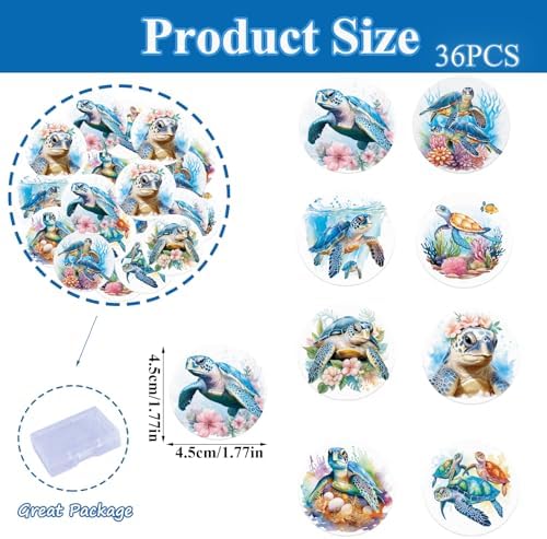 36pcs Edible Ocean Turtle Cupcake Toppers Wafer Paper Under the Sea Theme Birthday Cake Decorations Sea Turtles Cupcake Picks for Ocean Creature Theme Birthday Party Decor
