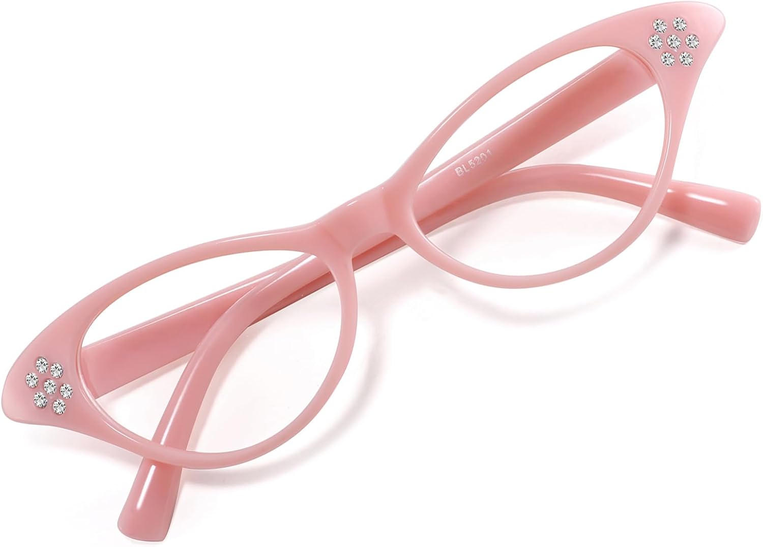 FEISEDY Cat Eye Costume Glasses with Rhinestones Women & Kids 50s 60s Classic Party Cateye Sunglasses B2848